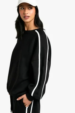 Sweatshirts|Hoodies & Sweatshirts*boohoo Petite Side Stripe Sweatshirt black