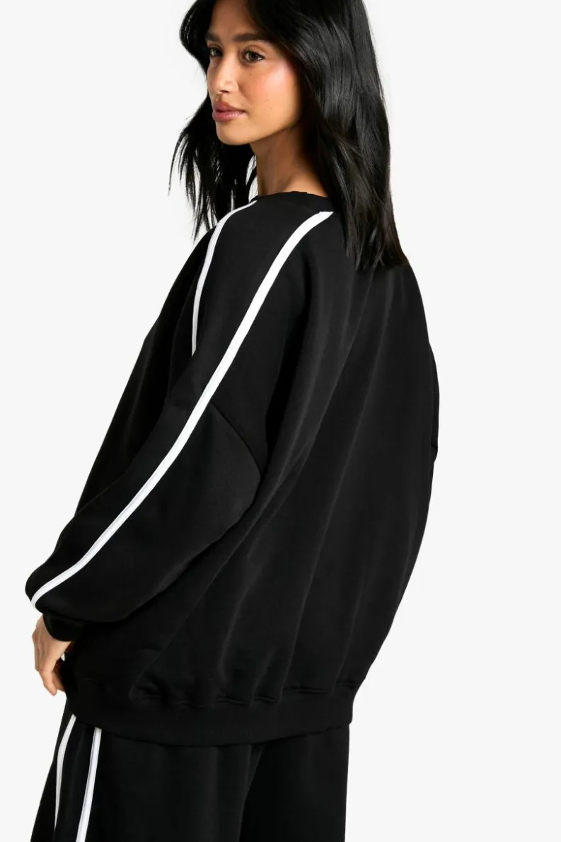 Sweatshirts|Hoodies & Sweatshirts*boohoo Petite Side Stripe Sweatshirt black