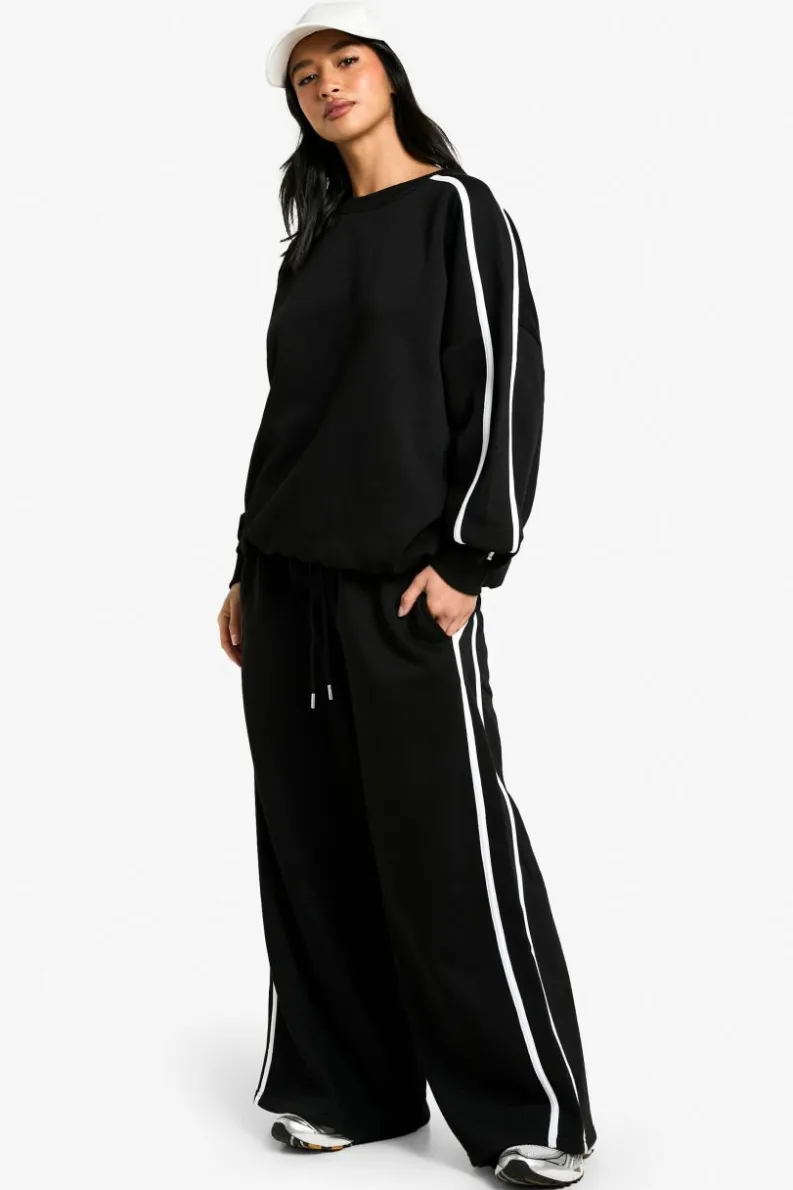 Sweatshirts|Hoodies & Sweatshirts*boohoo Petite Side Stripe Sweatshirt black