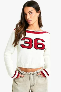 Jumpers*boohoo Petite Slash Neck Knit Jumper cream