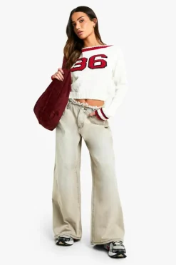 Jumpers*boohoo Petite Slash Neck Knit Jumper cream