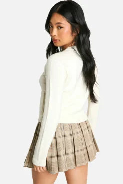 Cardigans|Jumpers & Cardigans*boohoo Petite Soft Knit Boxy Cardigan With Pockets ecru