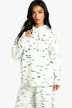 Jumpers*boohoo Petite Soft Knit Marl Oversized Knitted Hoody ecru