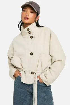 Up To 80% Off Winter Warmers|Trench Coats*boohoo Petite Synched Waist Short Trench Coat stone