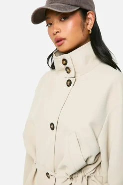 Up To 80% Off Winter Warmers|Trench Coats*boohoo Petite Synched Waist Short Trench Coat stone