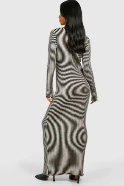 Bodycon Dresses*boohoo Petite Tonal Rib Notch Neck Column Maxi Dress natural