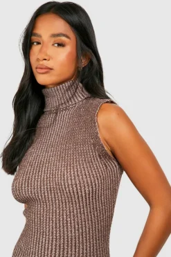 Jumper Dresses|Jumper Dresses*boohoo Petite Two Tone Knitted Maxi Dress brown