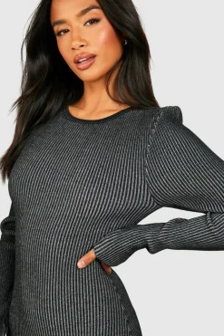 Jumper Dresses|Jumper Dresses*boohoo Petite Two Tone Rib Maxi Dress black