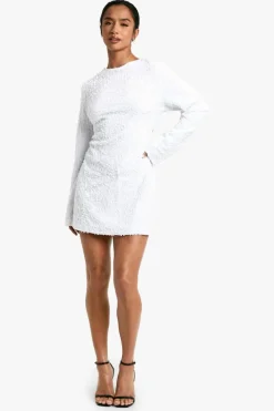 Mini Dresses*boohoo Petite Velvet Sequin Bow Back Mini Dress white