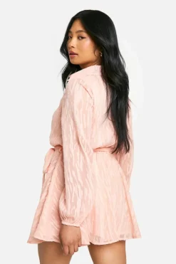 Skater Dresses*boohoo Petite Zebra Burnout Belted Skater Dresses blush