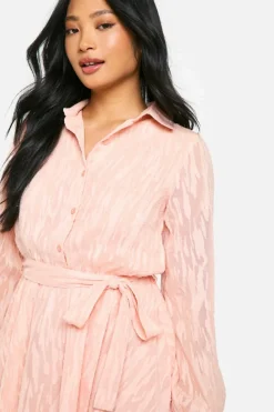 Skater Dresses*boohoo Petite Zebra Burnout Belted Skater Dresses blush
