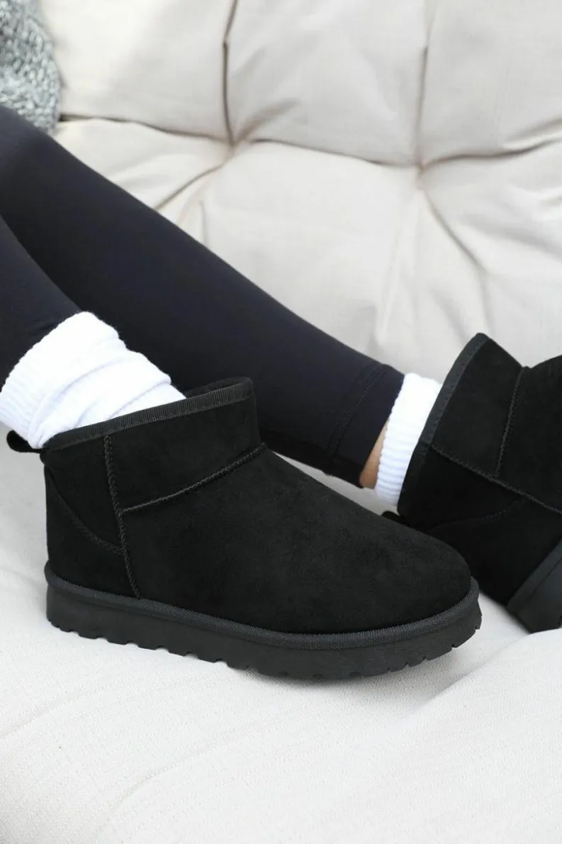 All Boots|Boots*Where's That From Pine' Faux Fur Lining Ankle Boots Black