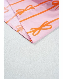 Shirt Dresses*Azura Exchange Bowknot Striped Printed Tiered Ruffled Mini Shirt Dress Pink