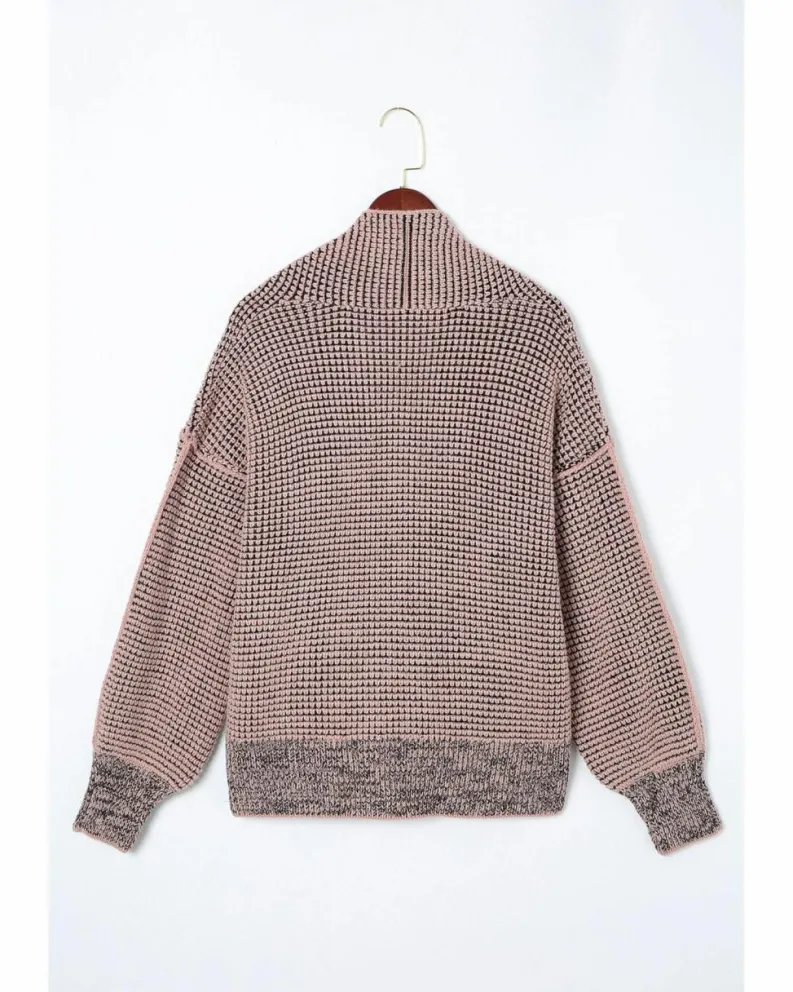 Cardigans*Azura Exchange Chunky Waffle Knit Oversized Collar Cardigan Pink