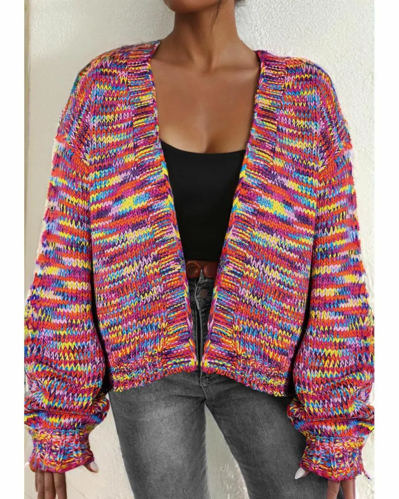 Cardigans*Azura Exchange Confetti Drop Shoulder Open Front Cardigan Pink
