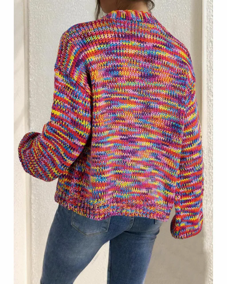 Cardigans*Azura Exchange Confetti Drop Shoulder Open Front Cardigan Pink