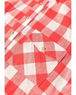 Shirt Dresses*Azura Exchange Oversized Plaid Puff Sleeve Round Hem Shirt Dress Pink