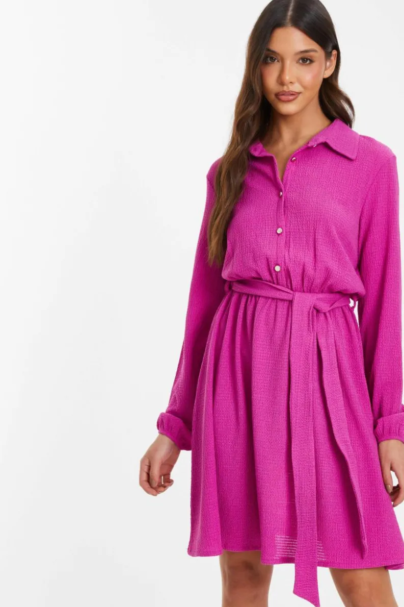 Shirt Dresses*Quiz Shirt Mini Dress Pink