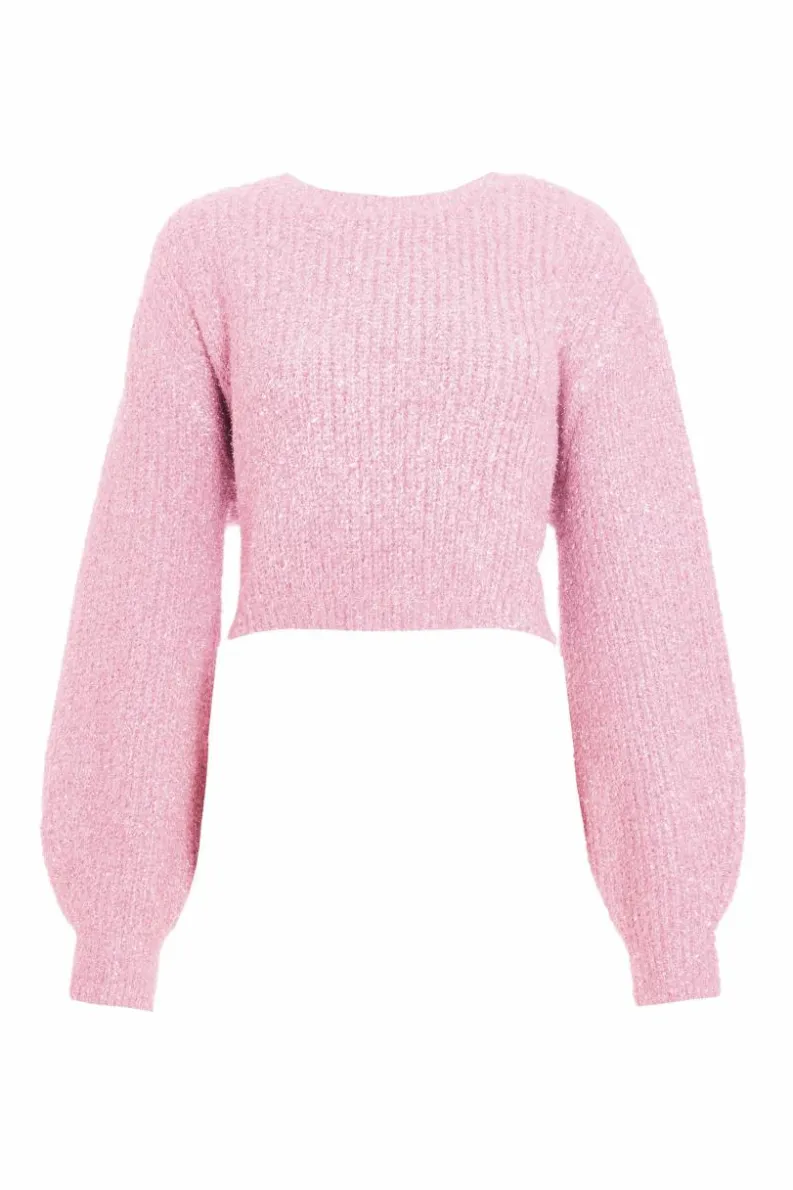 Cardigans*Quiz Tinsel Knit Jumper Pink