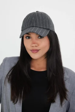 Hats & Gloves|Hats & Gloves*My Accessories London Pinstripe Baseball Cap Black