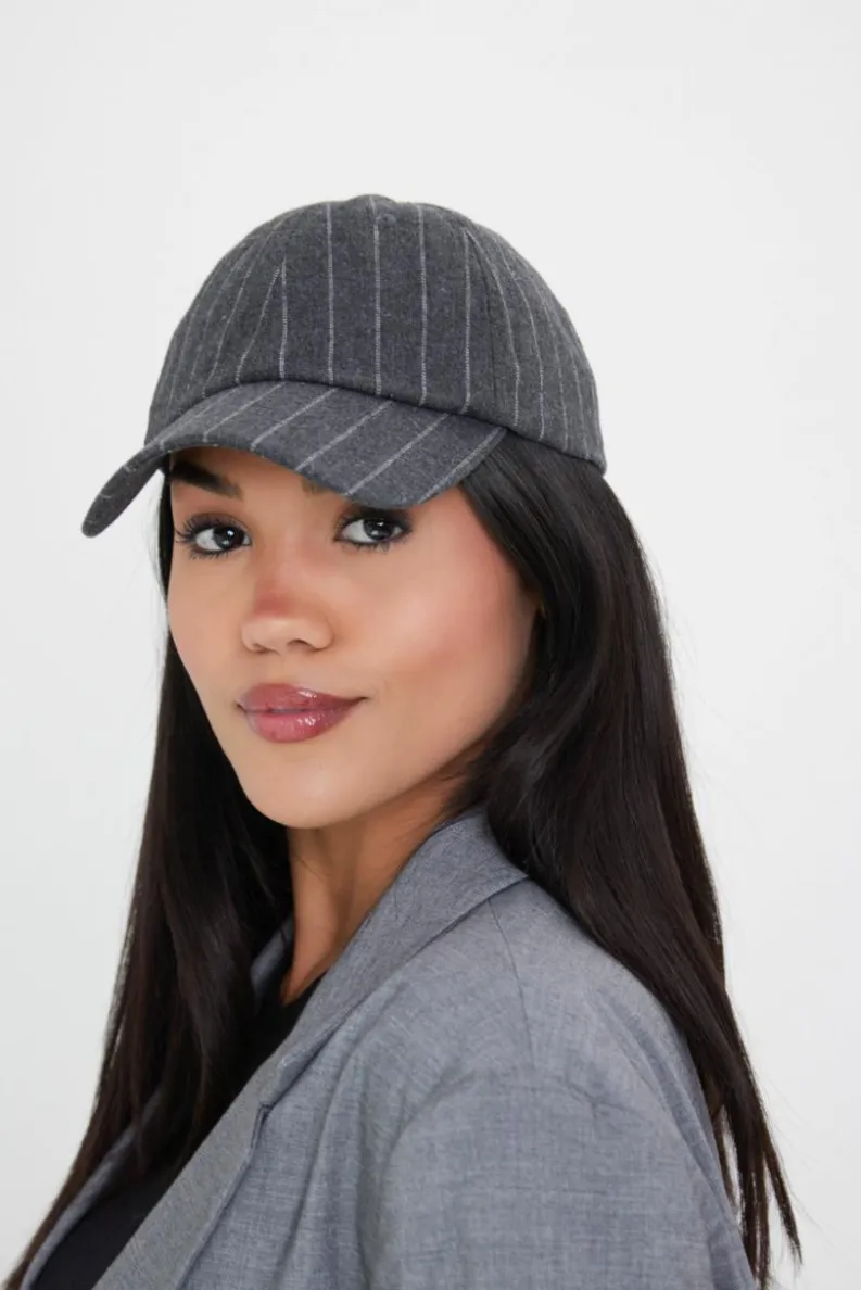 Hats & Gloves|Hats & Gloves*My Accessories London Pinstripe Baseball Cap Black