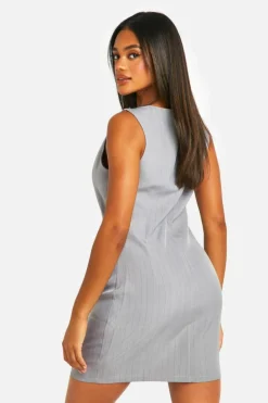 Bodycon Dresses*boohoo Pinstripe High Cowl Mini Dress grey
