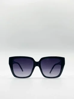 Sunglasses*SVNX Plastic Frame Oversized Cat Eye Sunglasses Black