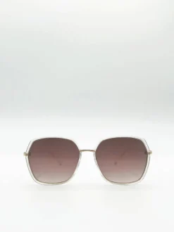 Sunglasses*SVNX Plastic frame oversized sunglasses Gold