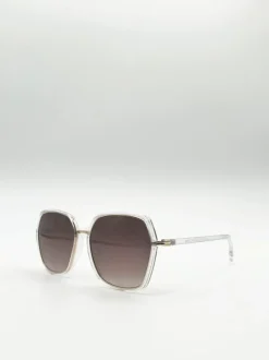 Sunglasses*SVNX Plastic frame oversized sunglasses Gold