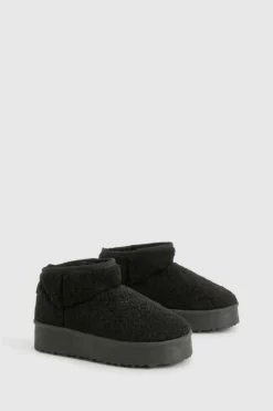 Cosy Boots*boohoo Platform Borg Cosy Boots black