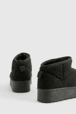 Cosy Boots*boohoo Platform Borg Cosy Boots black
