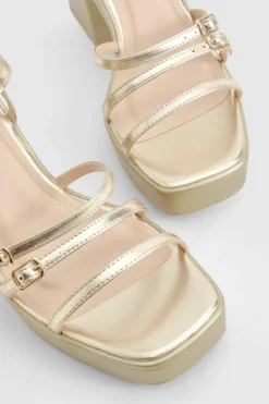 Heels*boohoo Platform Buckle Detail Block Heel gold