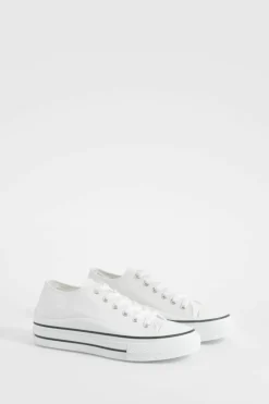 Trainers*boohoo Platform Chunky Low Lace Up Trainers white