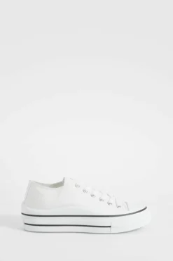 Trainers*boohoo Platform Chunky Low Lace Up Trainers white