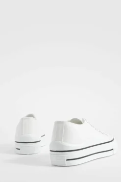 Trainers*boohoo Platform Chunky Low Lace Up Trainers white