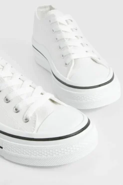 Trainers*boohoo Platform Chunky Low Lace Up Trainers white