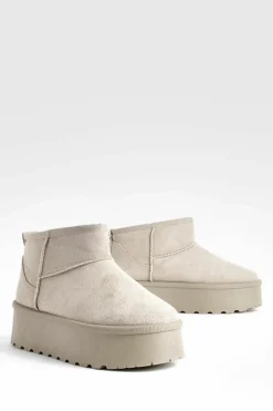 Cosy Boots|All Boots*boohoo Platform Faux Fur Lined Boots mocha