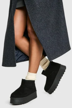 Cosy Boots|All Boots*boohoo Platform Faux Fur Lined Boots black