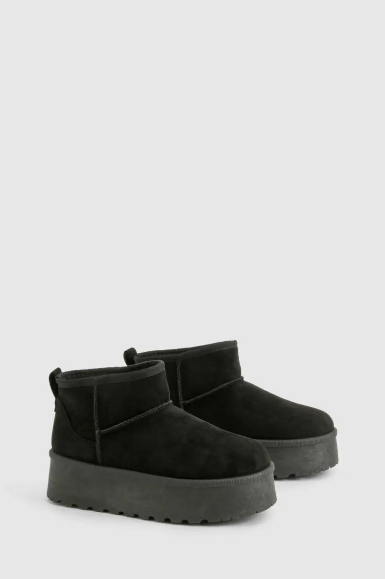 Cosy Boots|All Boots*boohoo Platform Faux Fur Lined Boots black