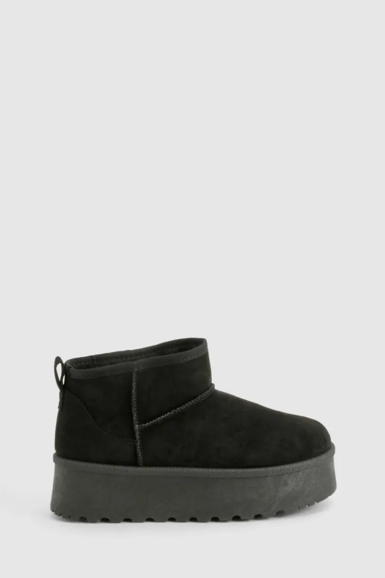 Cosy Boots|All Boots*boohoo Platform Faux Fur Lined Boots black