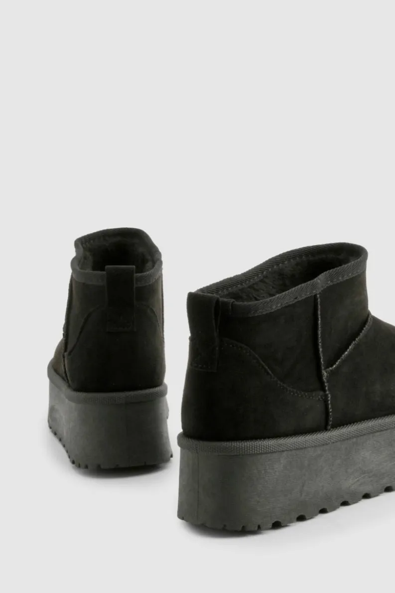 Cosy Boots|All Boots*boohoo Platform Faux Fur Lined Boots black