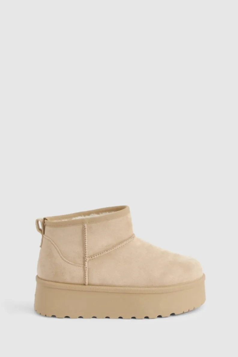 Cosy Boots|All Boots*boohoo Platform Faux Fur Lined Boots sand