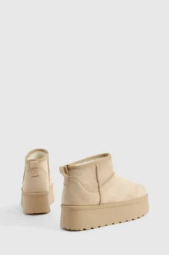 Cosy Boots|All Boots*boohoo Platform Faux Fur Lined Boots sand