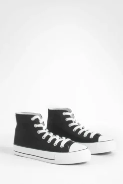 Trainers*boohoo Platform High Top Lace Up Trainers black