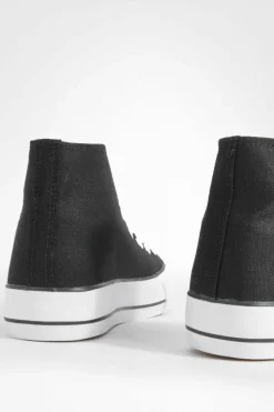 Trainers*boohoo Platform High Top Lace Up Trainers black