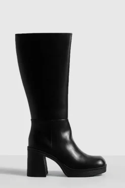 Over The Knee Boots|Knee High Boots*boohoo Platform Knee High Boots black