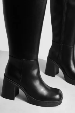 Over The Knee Boots|Knee High Boots*boohoo Platform Knee High Boots black