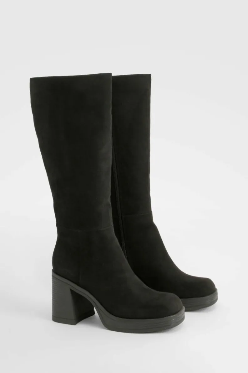 Over The Knee Boots|Knee High Boots*boohoo Platform Knee High Boots black