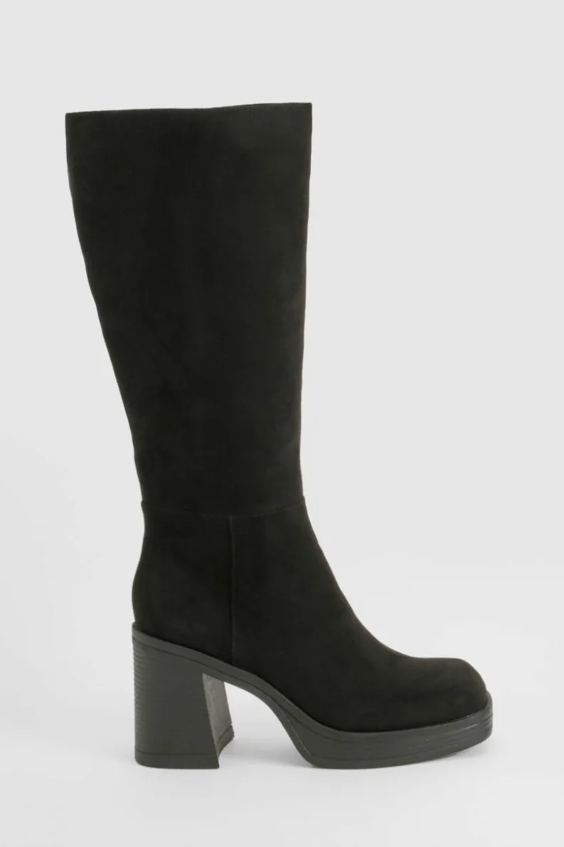Over The Knee Boots|Knee High Boots*boohoo Platform Knee High Boots black