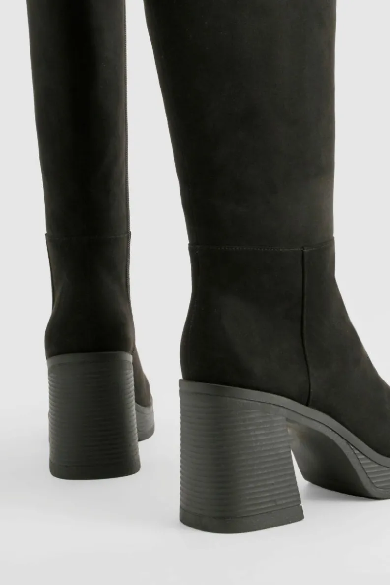 Over The Knee Boots|Knee High Boots*boohoo Platform Knee High Boots black